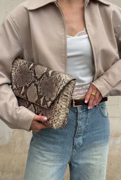 Клатч з натуральної шкіри принт змія sn098 фото